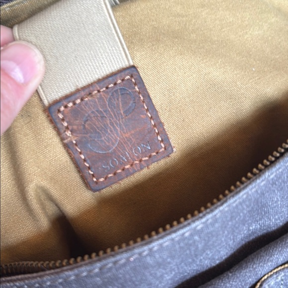 Waxed Canvas Messenger Bag with Leather Accents - Picture 9 of 13